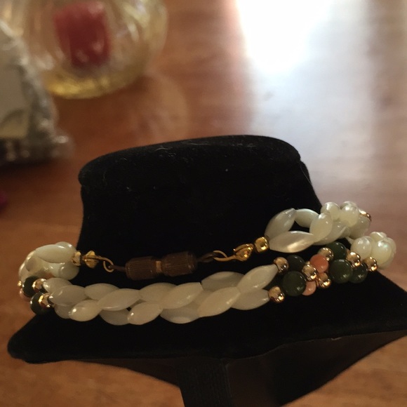 2 Braided bead necklace -with gems- for layering - Picture 2 of 2